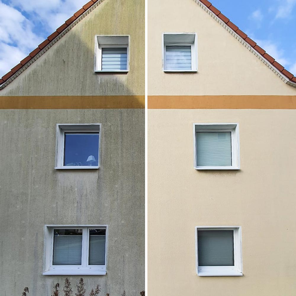 Algenmax Fassadenreinigung Putz gedämmt